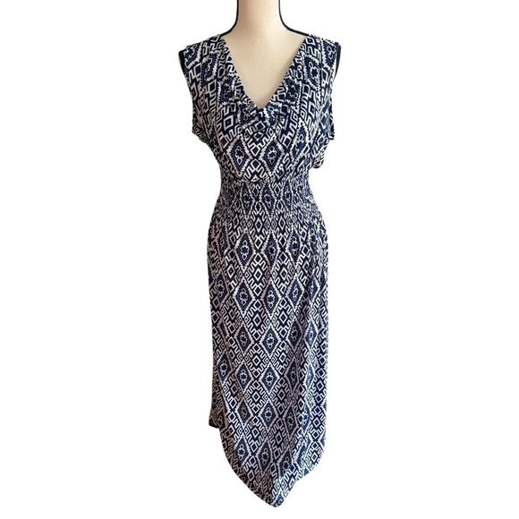 VLD women’s maxi a line geometric Sun dress vacation Beach size L - Picture 1 of 13